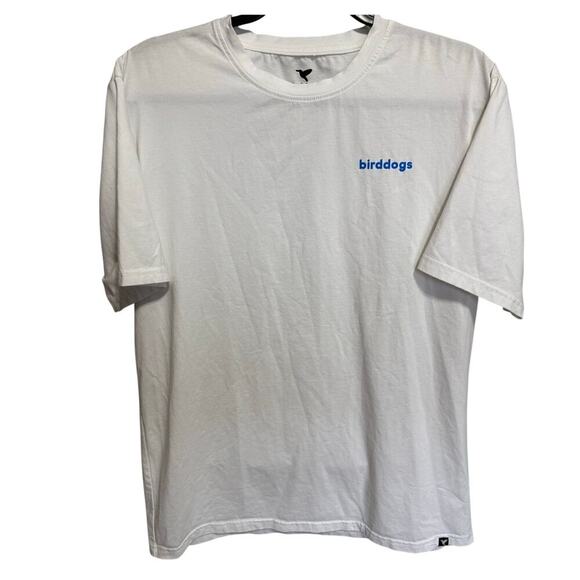 Birddogs Splatter Graphic Tee Shirt Short Sleeves Crewneck White Blue Size XL - Picture 2 of 10